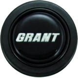 Grant Signature Horn Button; Black Plastic w/Silver Signature; 5883