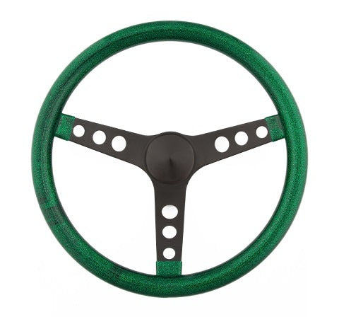 Grant Metal Flake Wheel; 13.5 in. Diameter; Green; 3-Spoke Design; Black Spokes; 8452