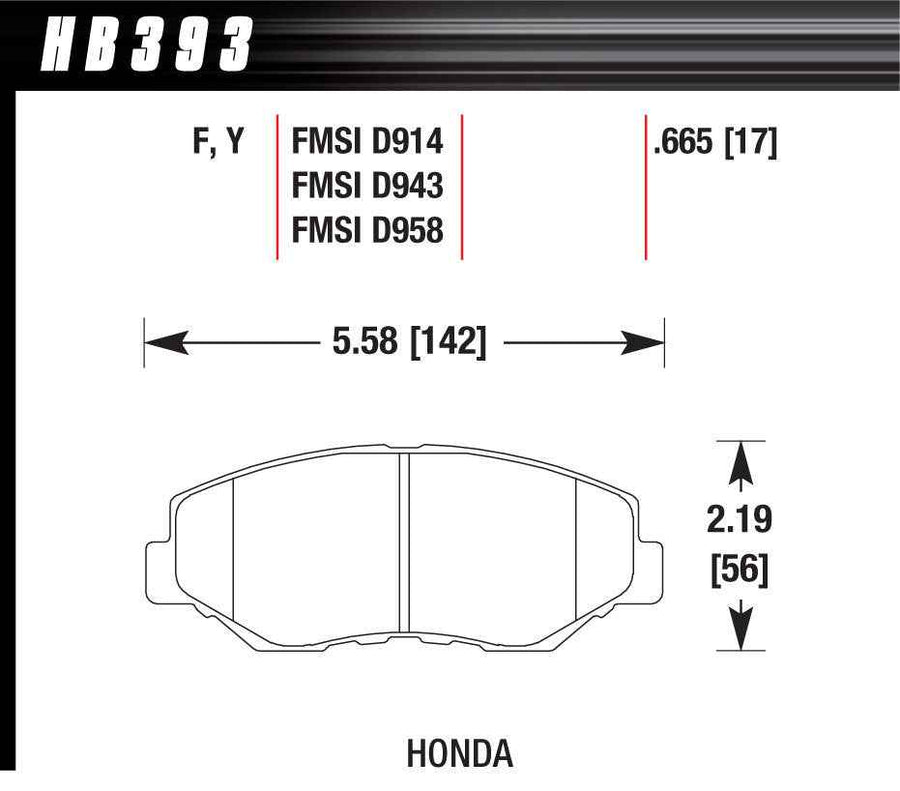 Hawk Performance Brake Pad HPS Front 02-21 Honda HB393F.665