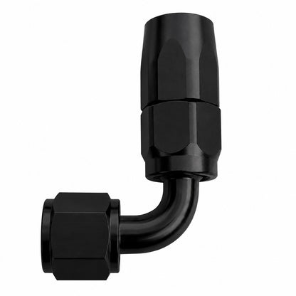 CVF Racing polished or black -6AN 90 degree low pressure hose end, 6AN90-HE-REG