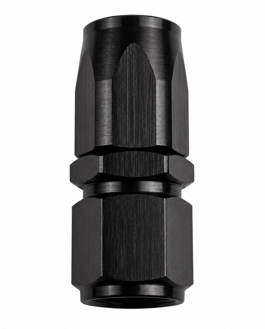 CVF Racing polished or black -6AN straight high pressure hose end, 6AN-HE-PTFE
