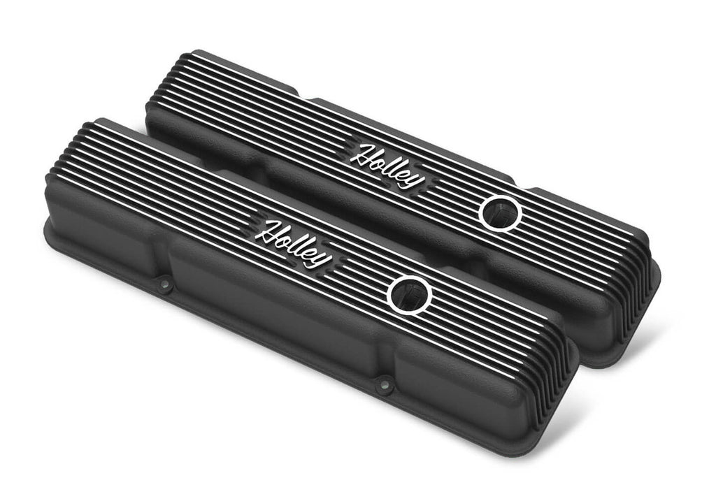 SBC Holley Die Cast Alm Valve Cover Set Black - 241-242