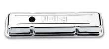 Load image into Gallery viewer, Holley Embossed Valve Cover - SBC - Stamped Steel - Chrome 241-80
