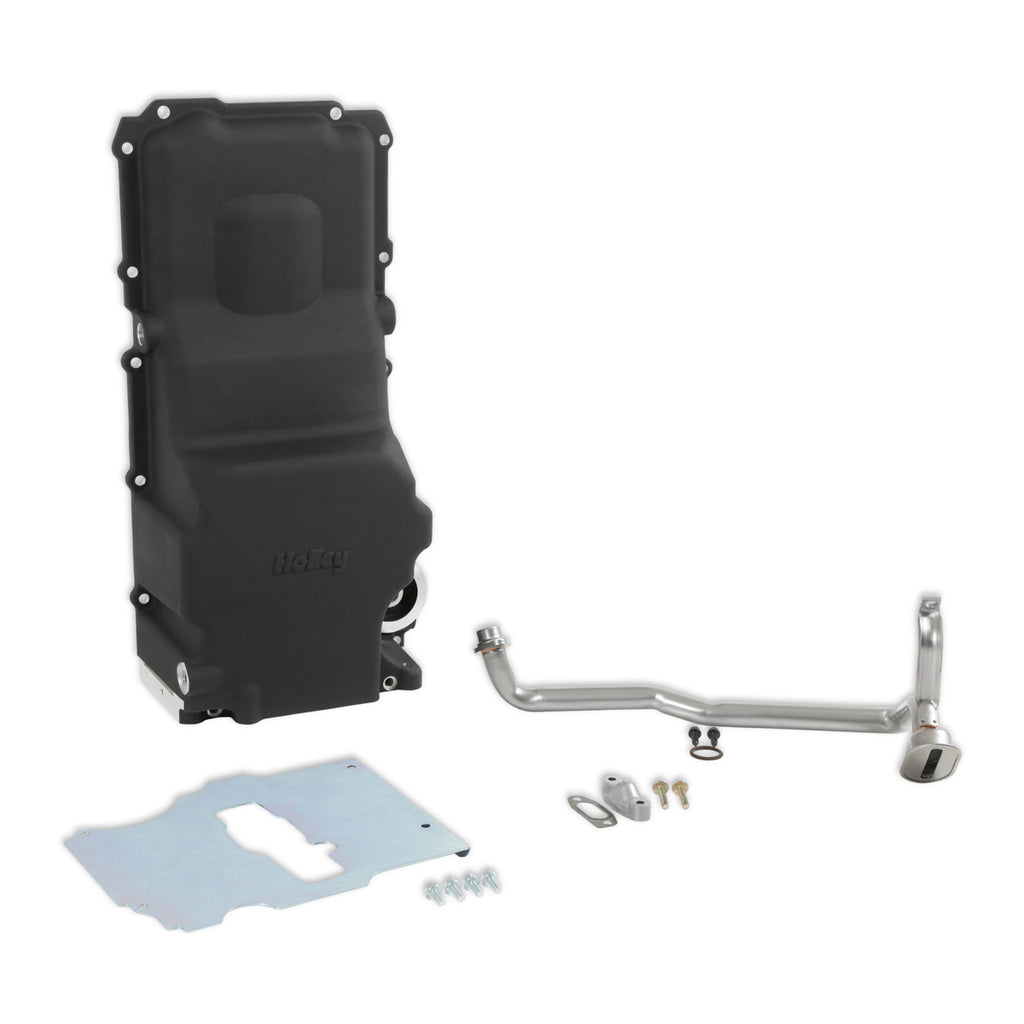 Holley GM LS Swap Oil Pan - Black - Most Front Clearance 302-3BK