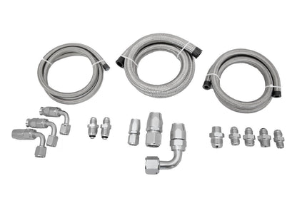 CVF Racing stainless remote reservoir power steering line kit for GM Type II pumps, PS-LINE-KIT-REM