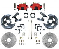 Leed Brakes Rear Disc Brake Kit  with Drilled Rotors and Red Powder Coated Calipers RRC1001X