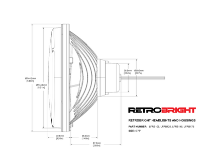 LED Forward Facing Light Yellow Lens 5.75 Inch Round Modern-Tech Upgrade For Old-School Sealed Beam Headlight Systems Utilizes 5700K Bulb Sold Individually please see the new LFRB106 as a high-beam only option RetroBright