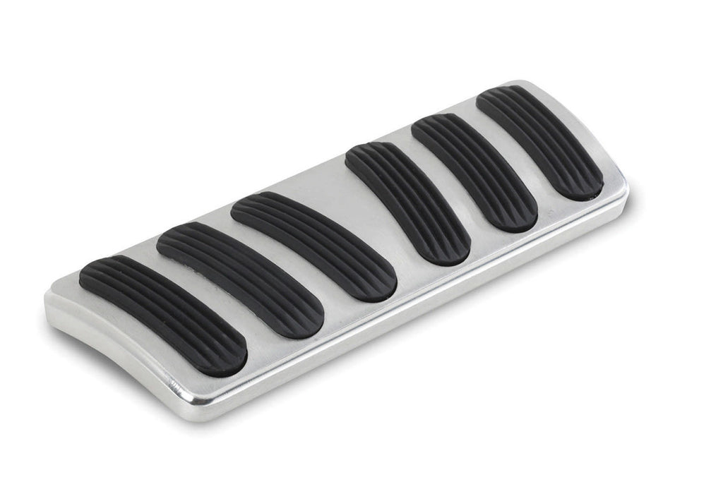 Lokar Brake Pedal Pad; Brushed Aluminum; Curved; w/Rubber Insert; Billet Aluminum; BAG-6134