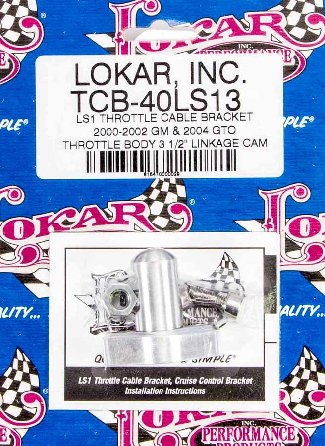 Lokar Throttle Cable Bracket; Single Stud; 3.5 in. Linkage Cam; Brushed Finish; TCB-40LS13