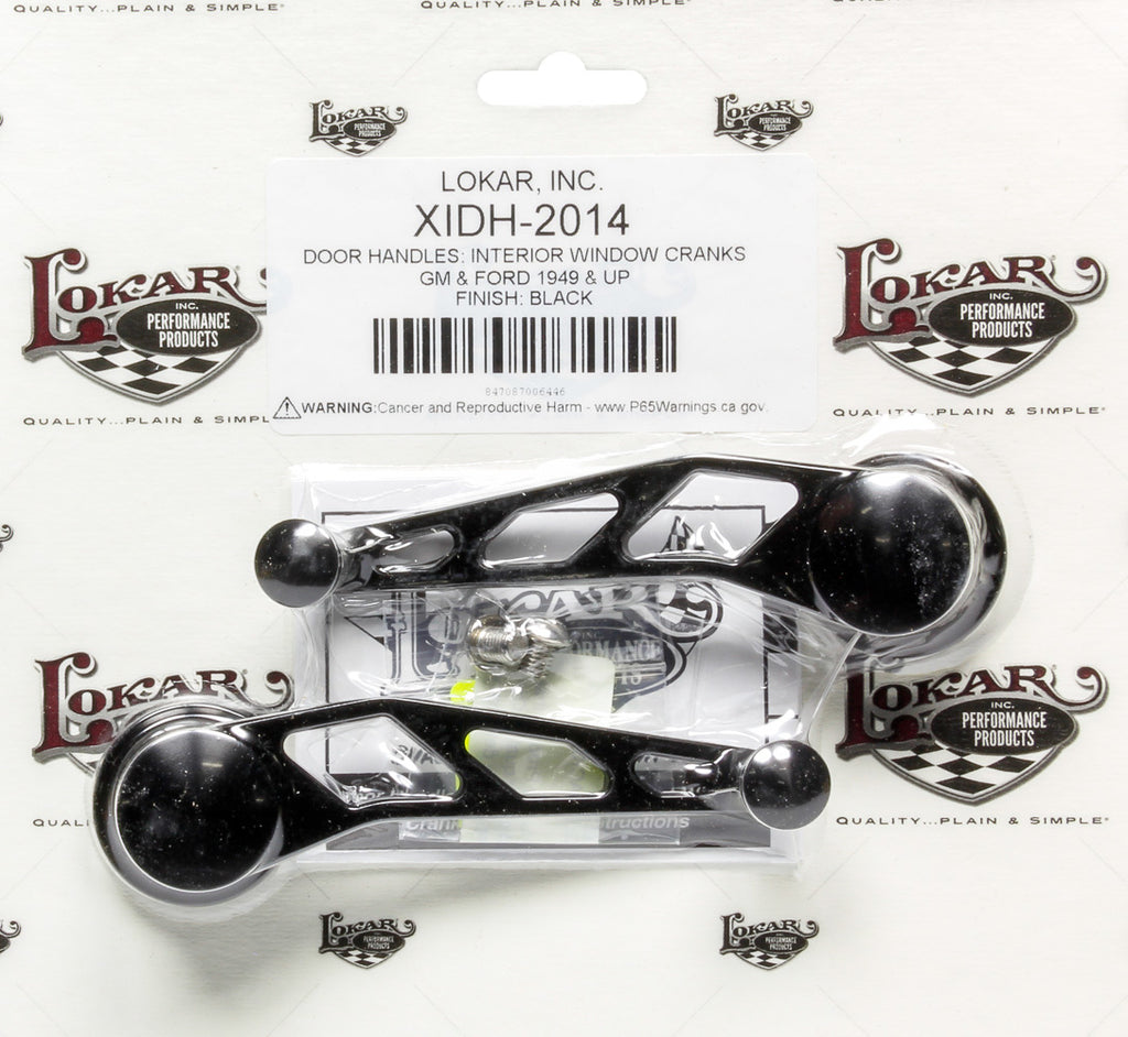 Lokar Window Crank; Billet Aluminum; Black Finish; Pair; XIDH-2014