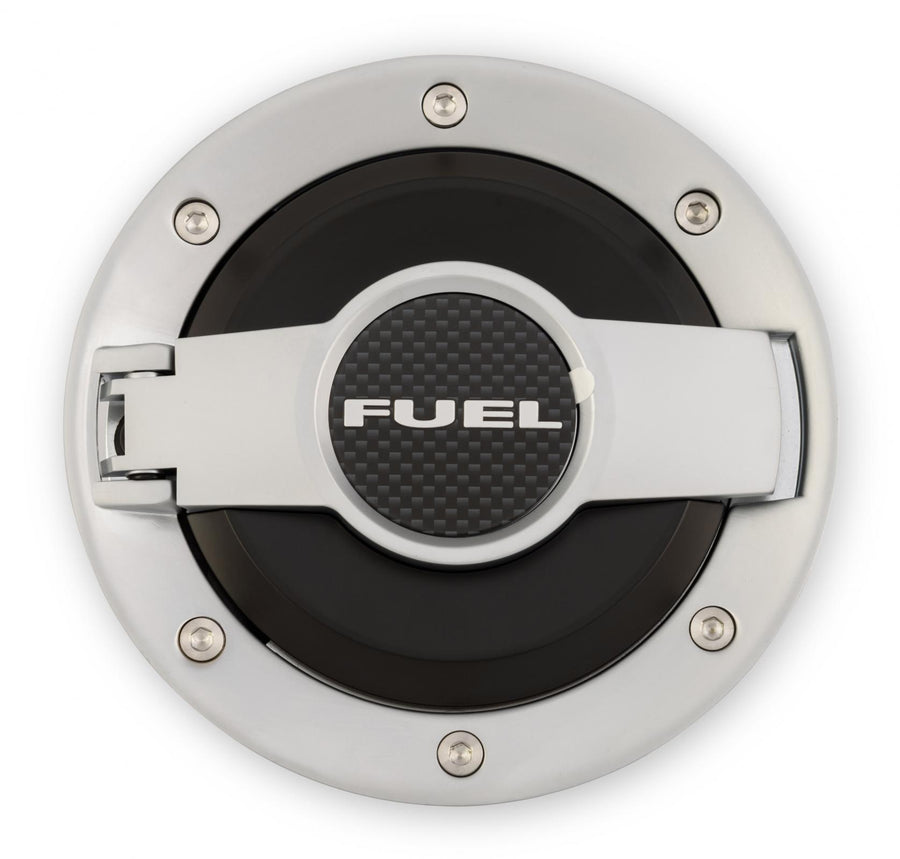 Aluminum with Black Center Fuel Door Fits 2008-2022 Dodge Challenger Drake Muscle Cars