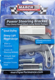 March Performance Power Steering Bracket SBC Chrome P80160-06