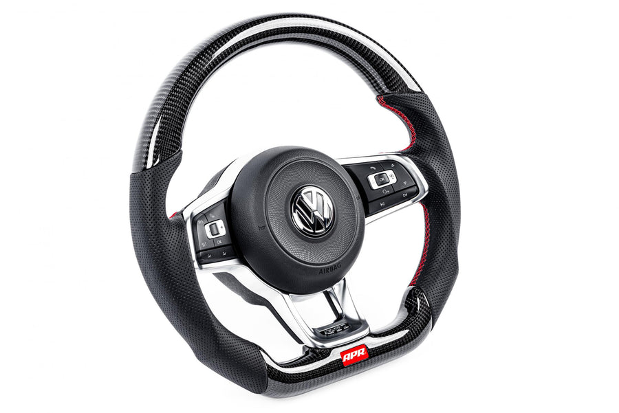 Steering Wheel Carbon Fiber & Perforated Leather MK7 GTI/GLI Red (For use with Paddles) Fits VW Golf R 15-19, GTI 15-21, Jetta 15-24 APR