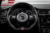 Steering Wheel Carbon Fiber & Perforated Leather MK7 Golf R Silver (For use with Paddles) Fits VW Golf R 15-19, GTI 15-21, Jetta 15-24 APR