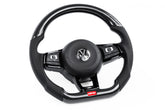 Steering Wheel Carbon Fiber & Perforated Leather MK7 Golf R Silver (For use without Paddles) Fits VW Golf R 15-19, GTI 15-21, Jetta 15-24 APR