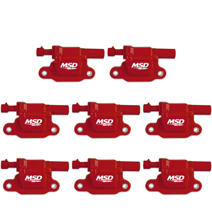 MSD Blaster Ignition Coil, GM LS2/LS3/LS4/LS7/LS9, Red 8-Pack | 82658