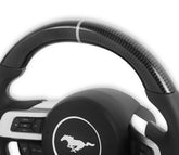 Steering Wheel Carbon Fiber with Leather Grips 2018-2023 Ford Mustang Drake Muscle Cars