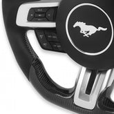 Steering Wheel Carbon Fiber with Leather Grips 2018-2023 Ford Mustang Drake Muscle Cars