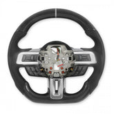 Steering Wheel Carbon Fiber with Leather Grips 2018-2023 Ford Mustang Drake Muscle Cars