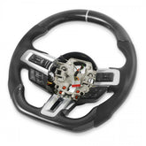Steering Wheel Carbon Fiber with Leather Grips 2018-2023 Ford Mustang Drake Muscle Cars