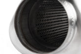 Premium Sound Absorption Muffler 76mm (3 Inch) T304 stainless steel with straight-through 76mm (3 Inch) inlet and outlet. Triangle Body 345mm (13.58 Inch) x 128 mm (5.04 Inch) x 131 mm (5.16 Inch) APR