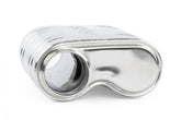 Premium Helmholtz Resonator 76mm (3 Inch) T304 stainless steel with straight-through 76mm (3 Inch) design with offset inlet and outlet. Rounded square body 243mm (9.57 Inch) x 240mm (9.45 Inch) x 110mm (4.33 Inch) with driveshaft indent APR