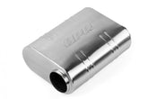 Premium Helmholtz Resonator 76mm (3 Inch) T304 stainless steel with straight-through 76mm (3 Inch) design with offset inlet and outlet. Rounded square body 311mm (12.24 Inch) x 240mm (9.45 Inch) x 110mm (4.33 Inch) APR