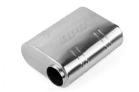 Premium Helmholtz Resonator 76mm (3 Inch) T304 stainless steel with straight-through 76mm (3 Inch) design with offset inlet and outlet. Rounded square body 311mm (12.24 Inch) x 240mm (9.45 Inch) x 110mm (4.33 Inch) APR
