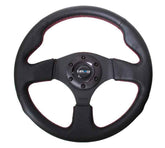 Steering Wheel 320mm Flt Bottom Black Leather RST-012R-RS