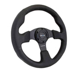 Steering Wheel 320mm Flt Bottom Black Leather RST-012R