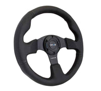 Steering Wheel 320mm Flt Bottom Black Leather RST-012R