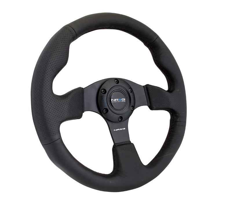 Steering Wheel 320mm Flt Bottom Black Leather RST-012R