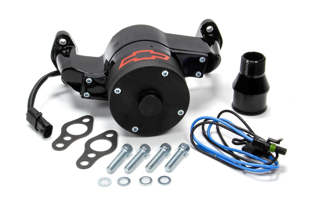 Proform Electric Engine Water Pump; Aluminum; Black with Bowtie Logo; Fits SB Chevy 141-651