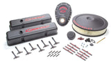 Proform Engine Dress-Up Kit; Black Crinkle Finish; Red Bowtie; Red Letters; For SB Chevy 141-758