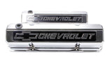 Proform Valve Covers; Slant-Edge Tall; Die Cast; Chrome w/Raised Bowtie Logo; SB Chevy 141-922