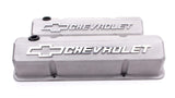 Proform Valve Covers; Slant-Edge Tall; Die Cast; Gray w/Raised Bowtie Logo; For SB Chevy 141-925