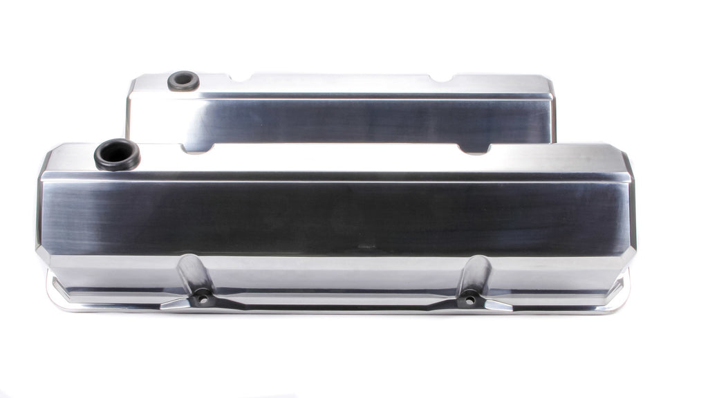 Proform Valve Covers; Slant-Edge Tall; Die Cast; Polished Without Logos; SB Chevy 141-926