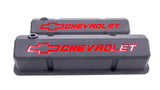 Proform Valve Covers; Slant-Edge Tall; Die Cast; Black w/Recessed Bowtie Logo; SB Chevy 141-928