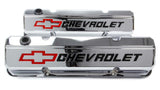 Proform Valve Covers; Slant-Edge Tall; Die Cast; Chrome w/Recessed Bowtie Logo; SB Chevy 141-930