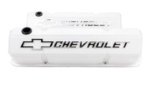 Load image into Gallery viewer, Proform Valve Covers; Slant-Edge Tall; Die Cast; White w/ Raised Bowtie Logo; SB Chevy 141-935