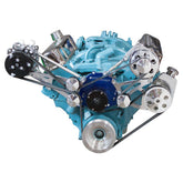 CVF Racing Polished Pontiac serpentine conversion kit, A/C, Power Steering & Alternator, PONT-SERPENTINE-AC-EWP
