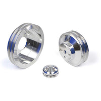CVF Racing polished Pontiac 2-groove pulley kit, high flow, PONT2KIT-HF