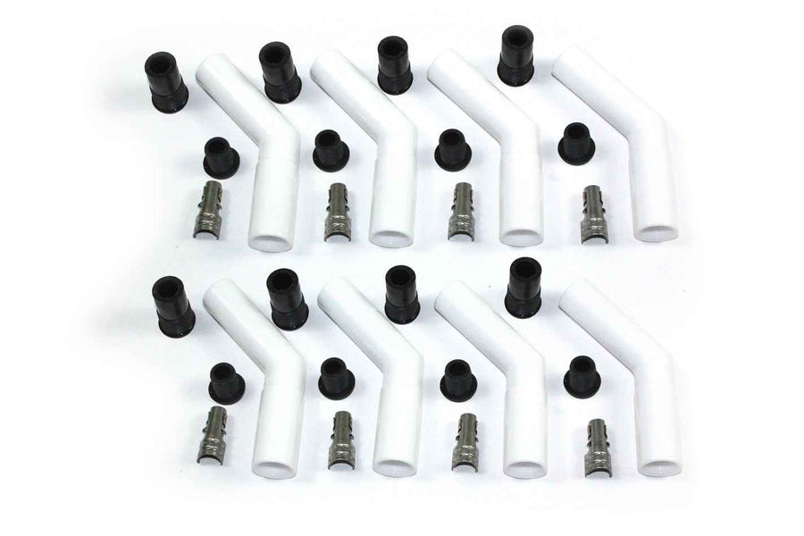 Ceramic Spark Plug Boot Kit 45-Deg 8pk White 8503HT-8