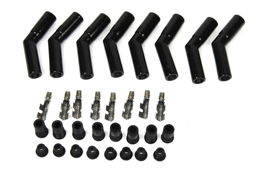 Ceramic Spark Plug Boot Kit 45-Deg 8pk Black 8563HT-8