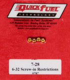Quick Fuel Technology .028in- 6-32 Screw-in Restrictors (4pk) 7-28QFT