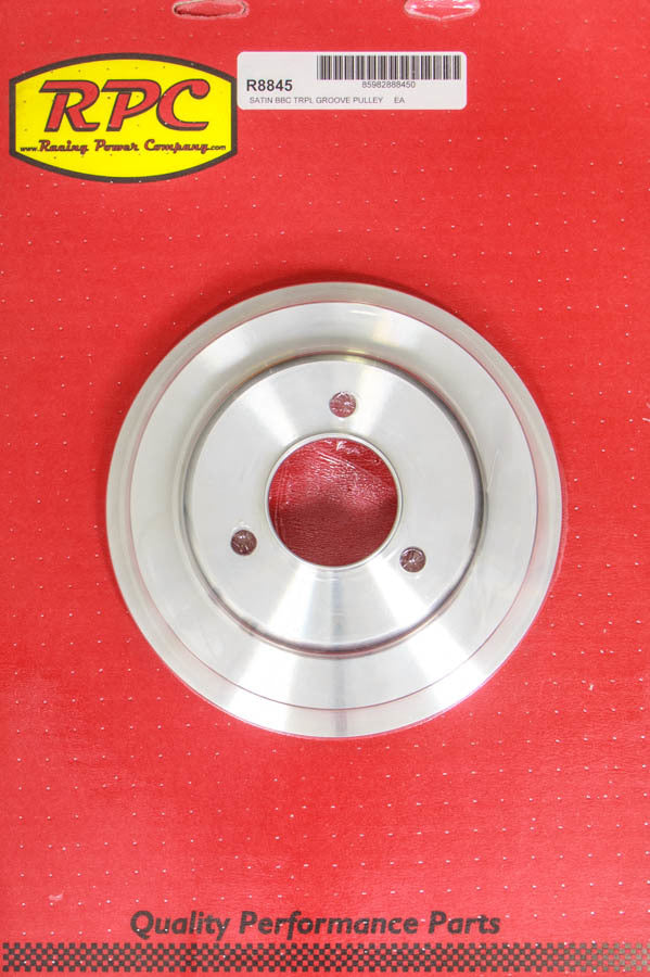 Racing Power Company BBC 3 Goove Crank Pulley Long W/P Satin R8845