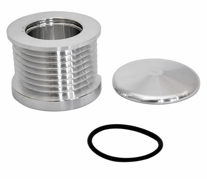 CVF Racing polished billet 8-rib alternator pulley and cap for Mechman alternators, S-SBC1ALT-MM