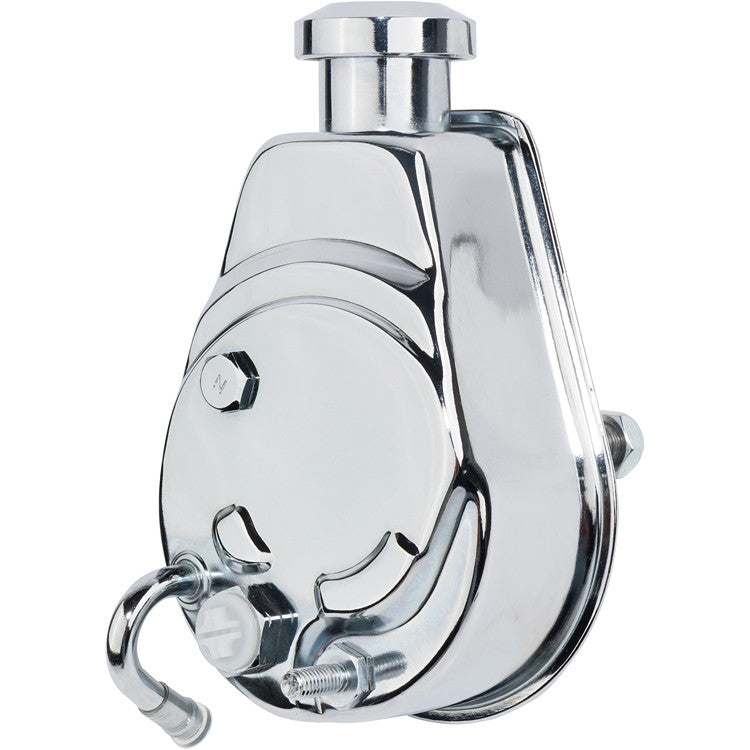 CVF Racing triple plated chrome Saginaw power steering pump with 5/8 in. keyway shaft, SAGINAW-PUMP-KEY