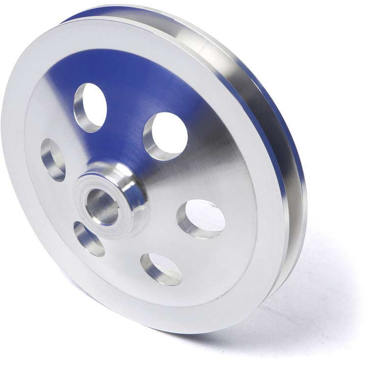 CVF Racing polished billet deep offset keyed Saginaw power steering pulley, SBC3PS