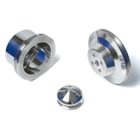 CVF Racing Polished billet V-belt pulley kit for Ford small block, 3-bolt damper, passenger side lower hose, SBFE1KIT